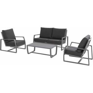 New Mauritius stoel-bank loungeset 4-delig donker grijs aluminium Taste 4SO