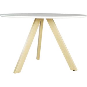 Eettafel rond Ronsi wit met beige poten 120cm ronde tafel