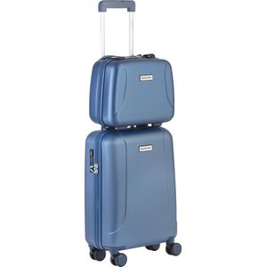 CarryOn Skyhopper Handbagage en Beautycase - 55cm TSA Trolley en Make-up koffer - Blauw