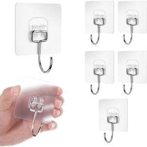 Zes Grote Zelfklevende Haken - Heavy Duty Wandhaken voor Badkamer, Keuken en Kantoor