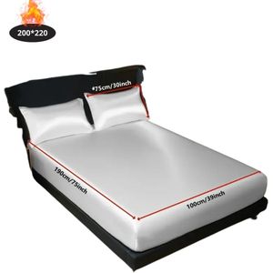 Bovista Satijnen Hoeslaken Set - Inclusief Kussensloop - 2 Delige Set - Beddengoed - Fitted Sheet - Pillow Case - Bed - Wit 200x200