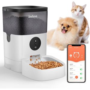 Balimo Automatische Voerbak - Kat en Hond - Voerautomaat met App - Voice Recorder - 4L - Wit
