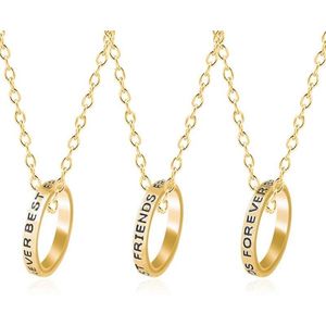 Kasey - Vriendschapsketting - Vriendschap Cadeau - Vriendschapsketting Voor 3 - BFF Ketting Voor 3 - Best Friends Ketting - Ringen - Goudkleurig