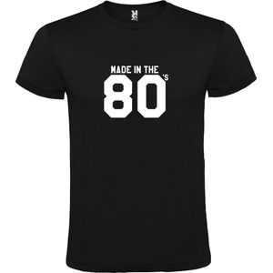 Zwart T shirt met print van "" Made in the 80's / gemaakt in de jaren 80 "" print Wit size L