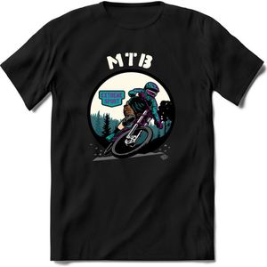 MTB | TSK Studio Mountainbike kleding Sport T-Shirt | Blauw - Paars | Heren / Dames | Perfect MTB Verjaardag Cadeau Shirt Maat S