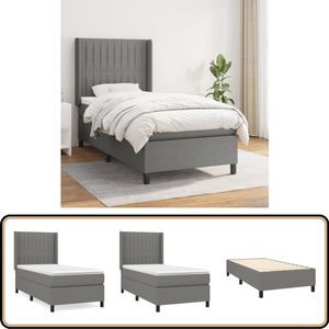 vidaXL Boxspring met Matras - Donkergrijs 90x190 cm Boxspringbed - Boxspring - Donkere Kleuren - Tweepersoonsbed - Pocketed Spring Mattress