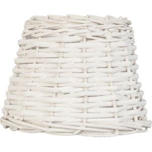 HAES DECO - Rotan Lampenkap - Natural Cosy - wit rotan gevlochten - formaat Ø 20x15 cm, voor Fitting E27 - Tafellamp, Hanglamp