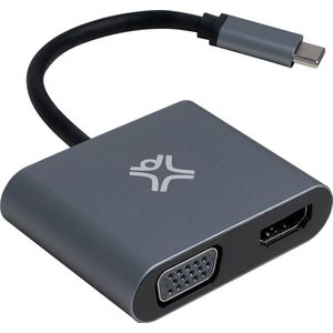XtremeMac USB-C naar HDMI/VGA adapter - 60 Hz - 1920x1080p - Full HD - Grijs