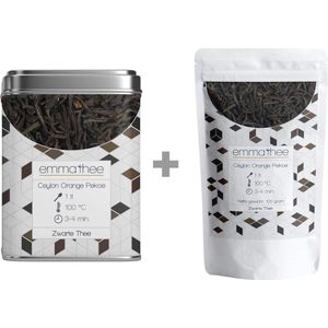 Theeblik Ceylon Orange Pekoe + 100 gram - Zwarte Thee - Sri Lanka - Ceylon - Losse thee - 100 gram