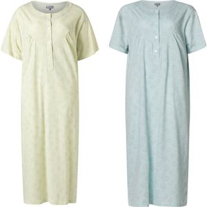 2 Dames nachthemden korte mouw van cocodream 614624 in blauw en groen maat S