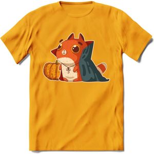 Graaf Dracula kat T-Shirt Grappig | Dieren katten halloween Kleding Kado Heren / Dames | Animal Skateboard Cadeau shirt - Geel - XL