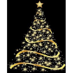 20x Zwarte kerst thema servetten met gouden kerstboom 33 x 33 cm - Papieren kerstservetten - Papieren wegwerpservetten 3-laags