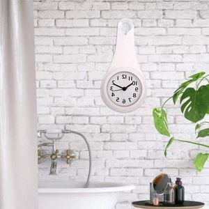 Hangende klok voor thuis - Mode mini stille digitale douche-klok met zuignap voor badkamer, keuken en kantoor (Wit)