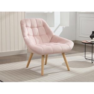 Fauteuil in roze fluweel LUOSTO L 87 cm x H 83 cm x D 79 cm