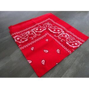 Bandana Paisley rood - 100% katoen - boeren zakdoek - red - Cotton - zakdoek - hoofdband - sjaaltje - accessoire - carnaval