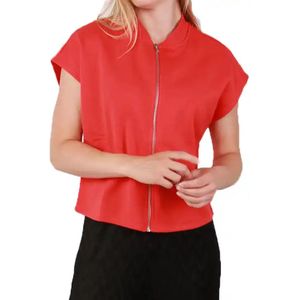 Pieces lounge vest met rits - Zip sweat vest - M - Rood