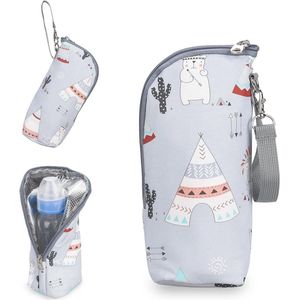 Allecto Plus - Geïsoleerde Flessentas voor Baby's - Thermische Koeltas - Thermosfles Houder - Houdt Temperatuur tot 4 uur - Zilverkleurig - Stijlvol ontwerp