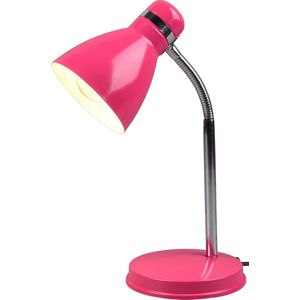 LED Bureaulamp - Tafelverlichting - Torna Himaya - E27 Fitting - Rond - Mat Roze - Aluminium