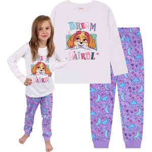 PAW Patrol SKYE - Meisjes pyjama met lange mouwen, katoen, wit, paars / 128