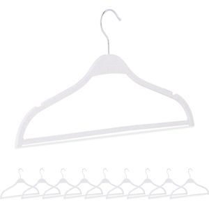 Relaxdays kledinghanger stro - set van 10 - kleerhangers - wit - dun - antislip - smal