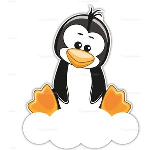 geboortebord pinguin op wolk 60 cm