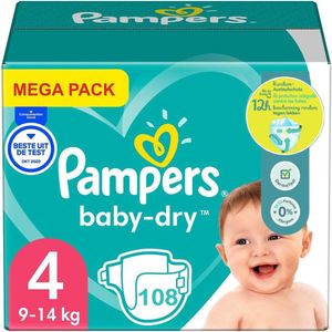 Pampers - Baby Dry - Maat 4 - Mega Pack - 108 luiers - 9/14 KG