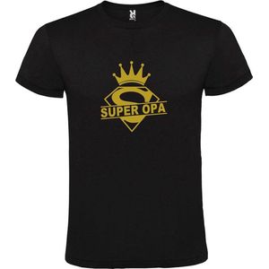 Zwart T shirt met print van ""Super Opa "" print Goud size S