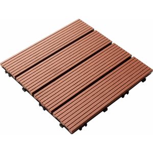 Meta Work - Terrasplanken Teak - WPC Vlonder Tegels 30x30cm - Tuintegels - Set van 11 - 1 m2 Teakhout