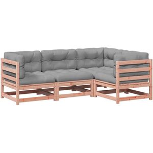 The Living Store 4-delige Loungeset met kussens massief douglas vurenhout - Hoeken Bank Lounge Set - Tuinset - Loungebank - Houten Tuinstoel - Tuinlounge