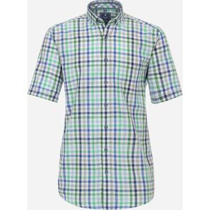 Redmond comfort fit overhemd - korte mouw - popeline - groen geruit - Strijkvriendelijk - Boordmaat: 43/44