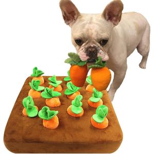Interactief Hondenspeelgoed - Pluche Wortel Knuffel en Snuffeltapijt voor Honden