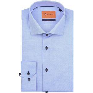 Suitable - Overhemd Extra Lange Mouwen Twill Navy - Heren - Maat 44 - Slim-fit
