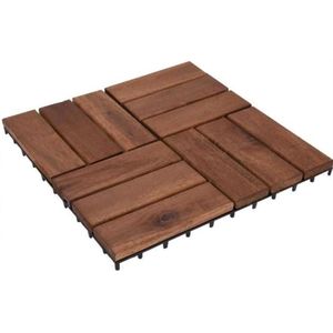 Terrastegels Acaciahout Mozaïk set 9 Stuks - 30x30cm - Tuintegels