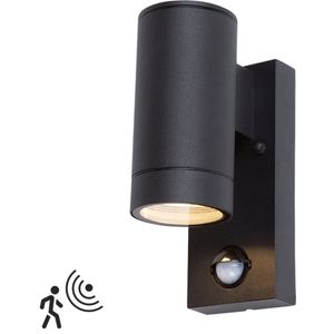 Buitenlamp met bewegingssensor - Wandlamp buiten - Havana - Zwart - IP44 - Geschikt voor GU10 spot - Ø 65 mm