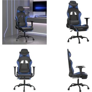 vidaXL Gamestoel met voetensteun kunstleer zwart en blauw - Gamingstoel - Gamingstoelen - Televisiestoel - Racingstoel