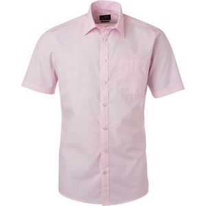 James and Nicholson Herenshort Poplin Shirt met korte mouwen (Lichtroze)