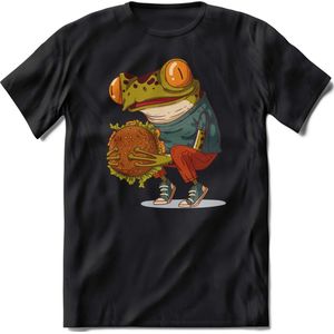 T-Shirt Knaller | Casual Burger Kikker | Heren / Dames Dieren Frog Shirt Cadeau | Kleur zwart | Maat M