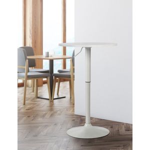 CLP Lamoni Bartafel - in hoogte verstelbare - bar tafel - bistrotafel - wit/wit rond