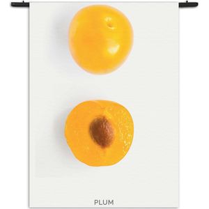 Velours Wandkleed Plum Pruim Oranje Rechthoek Verticaal XL (210 X 150 CM) - Wandkleden - Met roedes