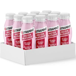 Nutramino Protein Milkshake - Whey Protein Strawberry - Ready to Drink Eiwitshake - 12 Flessen (12x330ml)