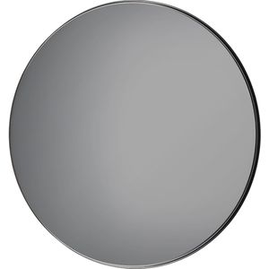 Spiegel - Wandspiegel - Torna Brid - Grijze Spiegelglas - Rond - 80cm - Metaal - Zwart