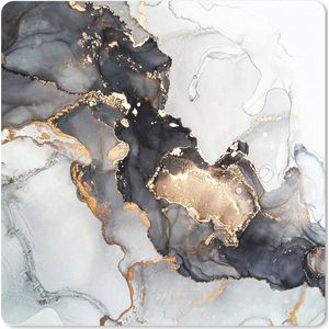 Muismat - Mousepad - Marmer - Zwart - Wit - Goud - Luxe - Abstract - Muismat goud - 30x30 cm - Muismatten