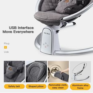 Brivia Elektrische Babystoel - Voor Je Eigen Nachtrust - Intelligente Timer - Met Bluetooth Voor Een Mooi Muziekje - Verstelbare Stoel - Zandkleur