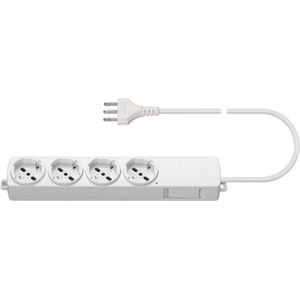 Meervoudige Stekkerdoos Met 4 Universele Stopcontacten En Schakelaar – 2 Meter Kabel – Betrouwbare Stroomvoorziening Voor Thuis Of Op Kantoor