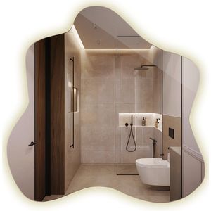 Tulup LED Spiegel - Organische Spiegel Met Verlichting - 77,3 x 76,6 cm - Toiletspiegel - Inloopkastspiegel – Badkamerspiegel - Organisch Gevormde Led Spiegel - Neutraal Wit 4000K - Frameloos Spiegel - Scandinavische Wandspiegel - Wandmontage