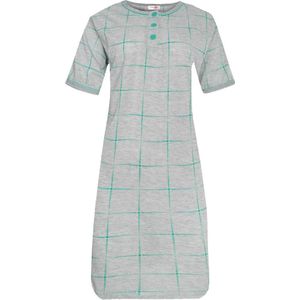 Dames nachthemd korte mouw met blokprint M 38-40 grijs/groen