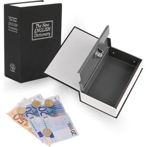 Boekkluis – Discrete Geldkluis in Boekvorm – Veilig Geldkistje Met Sleutel – Compact Ontwerp 18 x 12 x 6 cm – Zwart