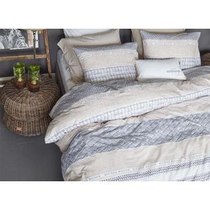 Riviera Maison Woven Nature Dekbedovertrek - Eenpersoons - 140x200/220 cm - Grey