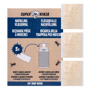 Super Ninja Vliegenval Navulpak Stuks - Vliegenvanger voor Buiten - Zeer Effectieve Vliegenval met Ecologische Lokstof - Milieuvriendelijk & Gemakkelijk te Gebruiken
