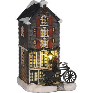 Luville Kerstdorp Miniatuur Grachtenpand - L11 x B9,5 x H18,5 cm